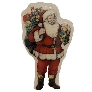 Spode Vintage 1990s Ceramic Santa Claus Brooch Christmas Tree Cheers Pin K681